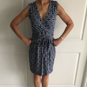 Banana Republic navy & white belted dress